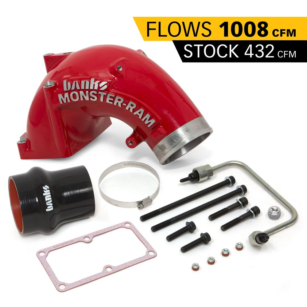 Monster-Ram Intake Elbow W/Fuel Line and Hump Hose 4 Inch Red Powder ...